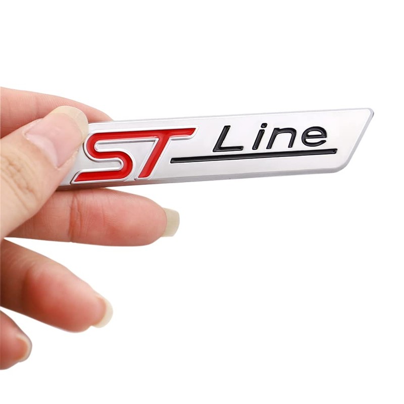 Pack of 2 3D Metal ST Line Sticker Car Head
