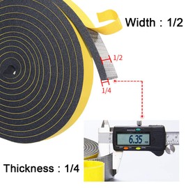 Weather Stripping Door Seal Strip,Foam Insulation Tape for Sliding Doors and Windows,Gasket Seal, Anti Vibration Collision, Shockproof (1/2In x 1/4 in x 26 Ft)