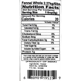 Rani Fennel (Saunf) Seeds Whole, Indian Spice 5lbs (80oz) All Natural ~ Gluten Friendly | NON-GMO | Vegan | Indian Origin