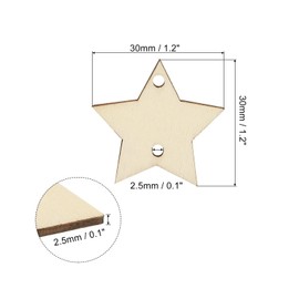 PATIKIL Wooden Stars, 100 Pack Unfinished Wood Stars with Holes Blank Wooden Cutouts Ornaments Natural Wood Pieces for Christmas Party Craft Projects