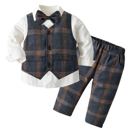 [Happiness Warehouse] Kids' Tasteful Formal Boys Suit Set, Stylish, Children's Clothing, Children's Suit, Tuxedo, Shichi-Go-San Wedding, Birthday, Kindergarten Entrance Ceremony, Shrine Visit, 80, 90,