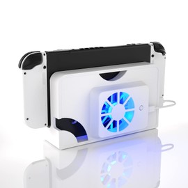 Switch OLED Cooling Fan, Powerful and Quiet Switch OLED Dock Fan, Switch OLED Accessories - White