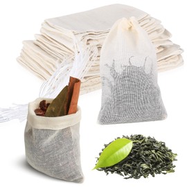Tenbrachian 35 Pcs Cotton Muslin Bags for Cooking, Reusable Mesh Bags with Drawstring, Spice Bags Herb Bags for Cooking Reusable Tea Bags for Loose Tea Filter Bags, Bouquet Garni Bags(4 Sizes)
