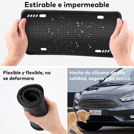 ELECTRIC CHOICE Marco de Matrícula, 2 Pack Porta Placas para Auto de Silicona, Soportes para MatríCula Universal con Tapas de Tornillos, Antivibración, Antióxido, Resistente a la Intemperie, Negro