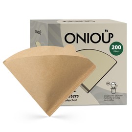 V60 Coffee Filters 02, ONIOU Cone Coffee Filters #2 Unbleached, 200 Count - 1-4 Cup Pour Over Coffee Paper Filter, Natural Brown