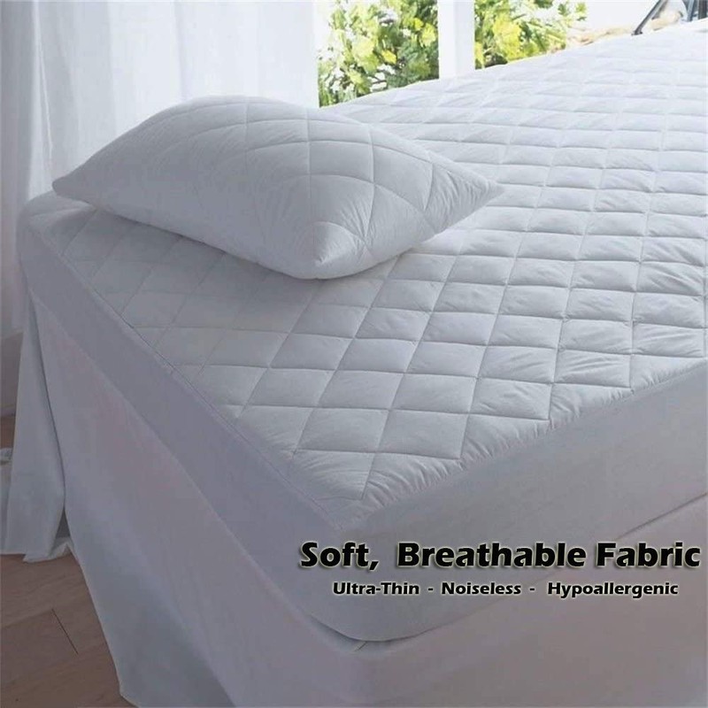 100% Waterproof Quilted Mattress Protector Cover Microfiber Quilted Topper Fitted