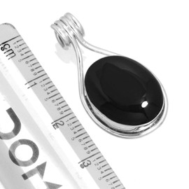 Jeweloporium Genuine Black Onyx 925 Silver Pendant for Women Gemstone Cocktail Silver Pendant Necklace Easter Gift Victorian Jewelry