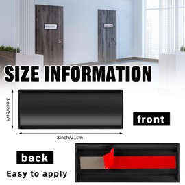Therwen 12 Pcs Door Name Plate Holder 8'' x 3'' Sturdy Wall Mount Door Sign Holder Curved Name Plates for Doors Office Door Name Plate with Plastic Film and Adhesive Tape for Office Room Wall(Black)