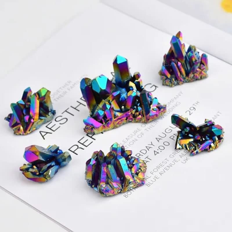 Opexicos 1Pcs Quartz Crystal Titanium Cluster Mineral Specimen Healing Stone