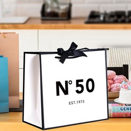 NGLIV 50th Birthday Keepsake Gift Paper Bag for Her 1975 Anniversary Party Present Shopping Tote Bags Women 50 Year Old Decorations Idea