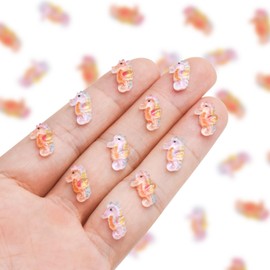 HOMICO 200 Pieces Tiny Seahorse Decor for Crafts Dollhouse Miniatures Resin Micro Seahorse Ocean Decorations for Dollhouse Fairy Garden Micro Landscaping Decoration