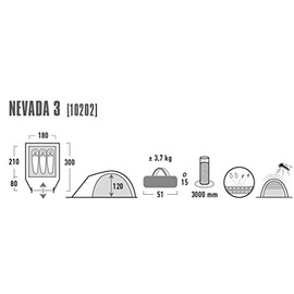 High Peak Kuppelzelt Nevada 3, Campingzelt mit Vorbau, Iglu-Zelt f√ºr 3 Personen, doppelwandig, wasserdicht, Ventilationssystem, Wetterschutz-Eingang, Moskitoschutz