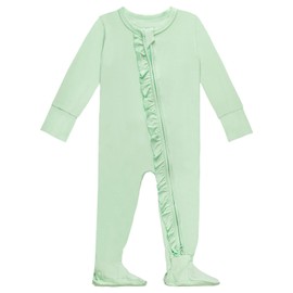 GUISBY Baby One-Piece Pajamas Long Sleeve Footie Sleeper for Boy Girls Light green 12-18 Months