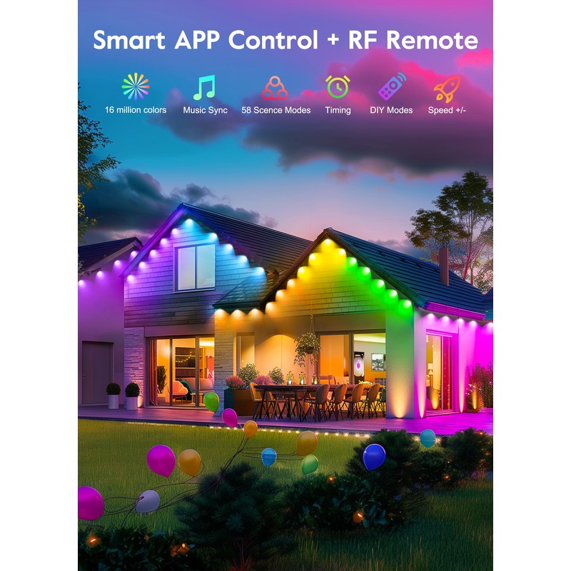 Brightown Smart Christmas Lights Outdoor, 100 LED RGB C9 String