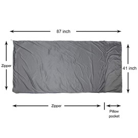 Browint Sleeping Bag Liner with All Around Two-Way Zipper, Travel Sheet with Pillow Pocket, 87"x41" Extra Wide Travel Sleep Sheet for Hotel, Lightweight, Super Soft Silky Fiber Camping Sheet, Multifun