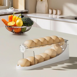 Egg Organizer for Refrigerator,Rolling Egg Organizer with Time Scale – Clear, Space-Saving Storage for Fridge Doors or Counters,Automatic Roll-Forward Design for Easy Access Without Bending