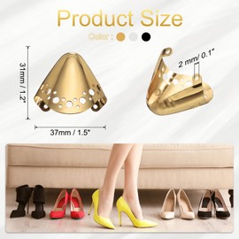 uxcell 6Pcs Metal Shoes Pointed Protector Hollow High Heel Toe Caps Cover Durable Shoe Tip Cover Pointed Shoe Head Tips Cap for Shoe Protection Repair, Shoe Protection (Gold/Silver/Black)
