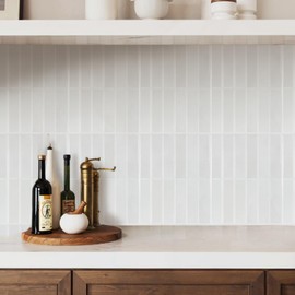 Peel and Stick Backsplash Tiles – 10 Pack 3D Self-Adhesive Wall Panels for Kitchen & Bathroom – Waterproof, Heat-Resistant Stick-On Tile – Modern Design (White - Bianco Venezia)