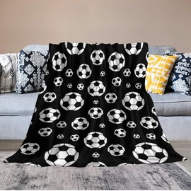 Soccer Blanket Soccer Gifts for Boys Girls Warm Cozy Flannel Soccer Throw Blanket for Kids Adults Soccer Lovers for Couch Bed 50"x40"