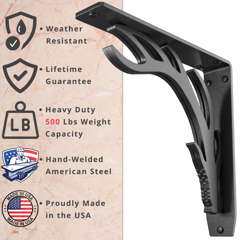 Starby Elk Lodge Antler Heavy Duty Steel Fireplace Mantel Brackets,