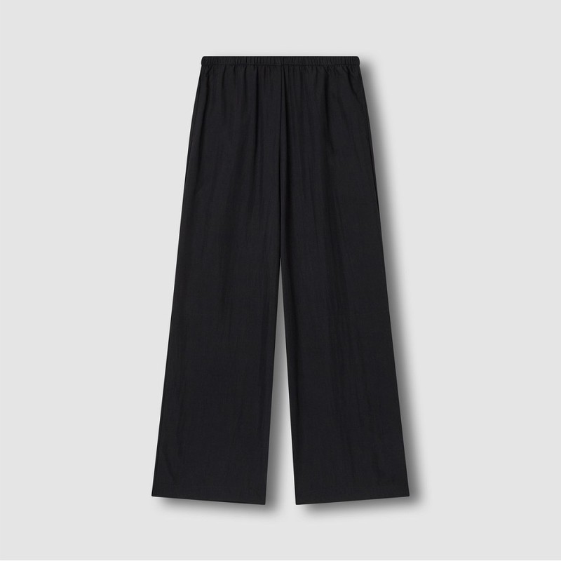 JAJU [JAJU] Women's Crinkle String Wide Pants_Black