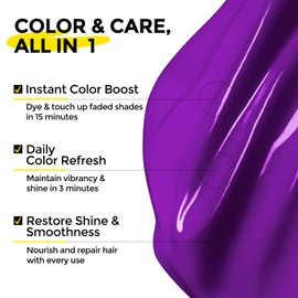COLORLOMO Semi Permanent Hair Color - 6 oz Color Depositing Conditioner with Shea Butter & Almond Oil- Color Conditioner Depositing Hair Mask - Vegan, Paraben, Ammonia & Sulfate Free (Purple)