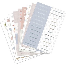 Biroyal Baby Album Sticker Book, Set of 9 Baby Album Stickers, Over 280 Stickers with Sayings, for DIY Diary, Bullet Journal Pattern, Album or Calendar, Bullet Journal Accessories Sticker Book