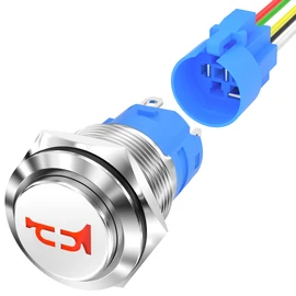 DaierTek 16MM Horn Switch Red LED Marine Momentary Push Button Switch 12V Waterproof Metal Air Horn Push Button for Auto Train Boat