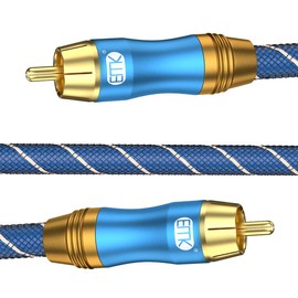 EMK RCA Cable Subwoofer Cable Coaxial Audio Cable RCA Male to RCA Male RCA Cable 24K Gold Plated Split-Tip Braided Nylon Coaxial Cable for TV, Speaker, Amplifier (2 m)