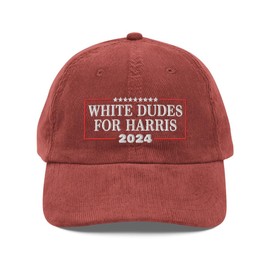 White Dudes for Harris 2024 Hat (Embroidered Vintage Corduroy Cap)