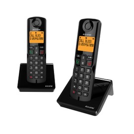 Alcatel S280 Duo Black Duo Cordless Phone Hands-Free Calls Phone Book with 50 Names and Numbers Function to Block Unwanted Calls