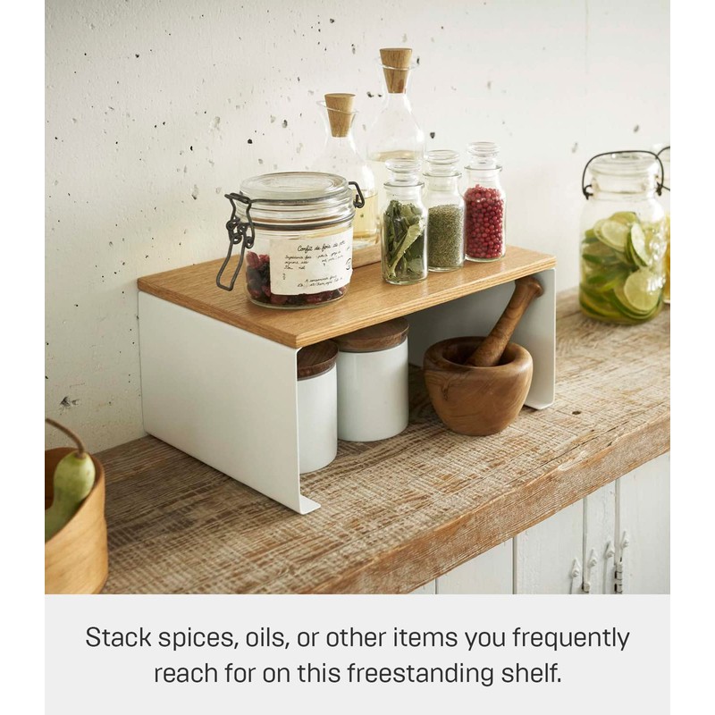 YAMAZAKI Yamazaki Home Wood-Top Stackable Kitchen Rack - Modern Counter