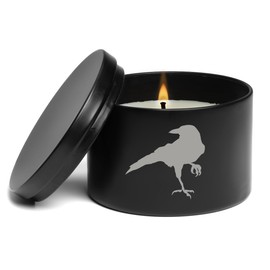Scented Candle Gift 8oz with Lid Crow Raven Blackbird (Citrus - Black)