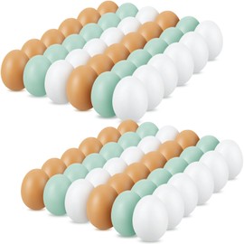 Syhood 72 Pcs Wooden Fake Eggs Fake Chicken Eggs Fake Eggs Bulk Wooden Eggs for Crafts 3 Colors Wooden Egg for Get Hens to Lay Eggs Nesting Eggs Easter Home Decor Kitchen or Children's Play