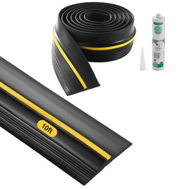VEVOR Garage Door Threshold Seal Strip, 10 FT Universal Garage Door Floor Seal Strip with Adhesive, Garage Door Bottom Weatherproof Strip, Upgraded Thick PVC DIY Weather Stripping Replacement, Black