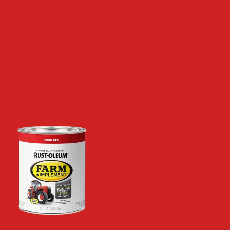 Rust-Oleum 280155-2PK Farm & Implement Enamel Paint, Quart, Ford Red,