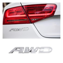Dickno AWD Emblem Sticker, 3D Metal Letter Tailgate Side Badge Decal, Self Adhesive Auto Side Fenders Decoration for All Wheel Drive, Universal Vehicle Exterior Decor Accessories (Silver)
