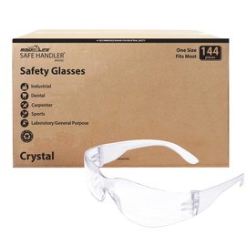 SAFE HANDLER BISON LIFE Clear Lens Clear Temple Safety Glasses | One Size, Adult, Youth, Clear Protective Polycarbonate Lens Clear Temple, Clear, 144 PAIRS