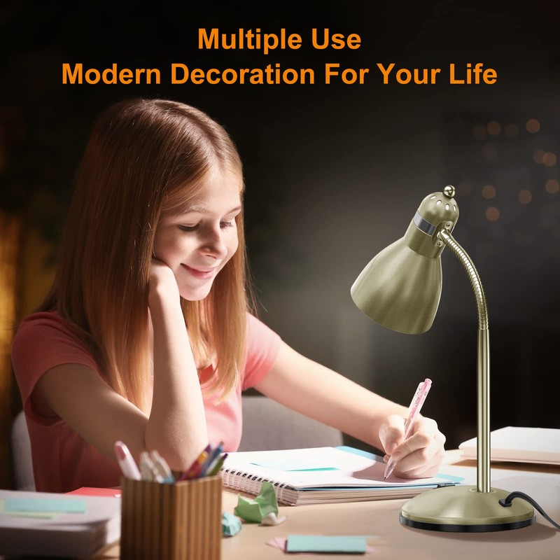 LEPOWER Metal Desk Lamp, Adjustable Goose Neck Table Lamp, Eye-Caring