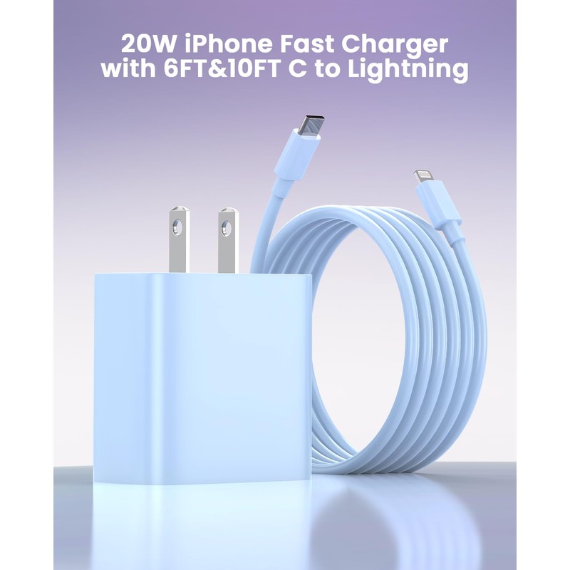 FEEL2NICE 2 Pack Type C Wall Charger Block Blue