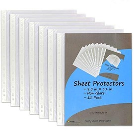 Emraw Sheet Protector Clear Reinforced 11 Hole Acid-Free Archival-Safe for Documents Non-Glare Heavyweight Binder Design Plastic Page Protectors Pack of 6