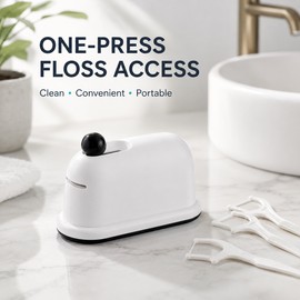 Press-On Floss Dispenser for Daily Oral Care – Portable Dental Floss Pick Organizer with Mirror & 100 Picks