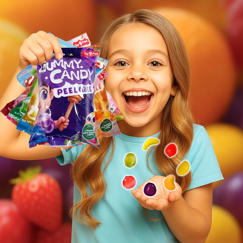 Wellspring Peelable Gummy Candies Individually Wrapped, 7 Friuts in 7