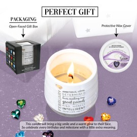 Pavilion Gift Company - February 11 oz Wax Reveal Candle, Natural Soy Wax Birthstone Candle, Jasmine Scented, Gemstone Candle with Crystal Inside, Birthday Gifts for Women, 1 Count