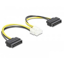 Delock Power Cable 2 x SATA 15 Pin Male to 8 Pin EPS Male 15 cm