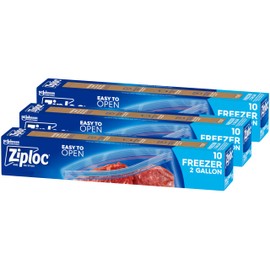 Ziploc Two Gallon Food Storage Freezer Bags, Grip 'n Seal Technology for Easier Grip, Open, and Close, 10 Count, Pack of 3 (30 Total Bags) (Packaging May Vary)