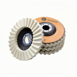 Comefloor 4.5" Wool Felt Flap Disc for Angle Grinder - Polishing Wheel for Stainless Steel, Aluminum, Metal, Marble, Stone, Furniture, Car Wax (115mm, 20mm Thick, 5-Pack)
