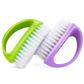 Hand Nail Brushes, 2pcs Green, Purple Grip Clean Heavy Duty Nail Brushes for Cleaning