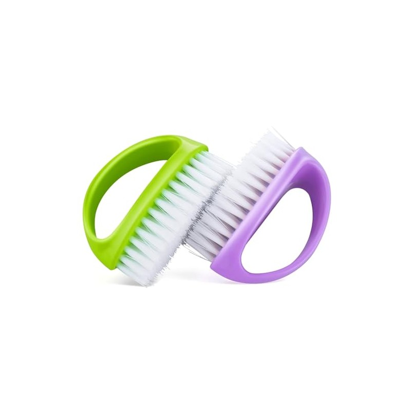 Hand Nail Brushes, 2pcs Green, Purple Grip Clean Heavy Duty