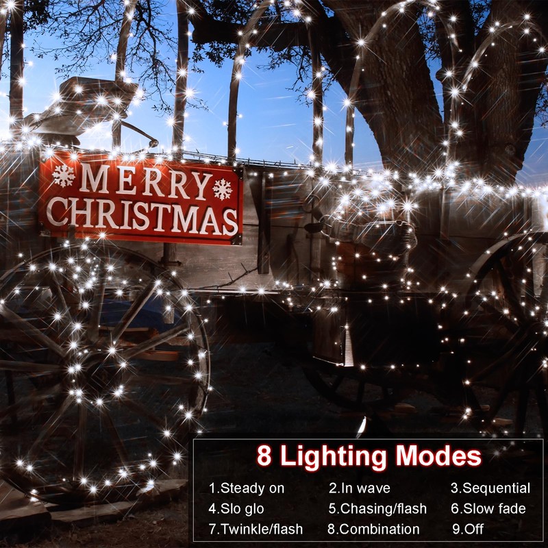 echosari 2 Pack Battery Operated Christmas Lights 16ft Green Wire
